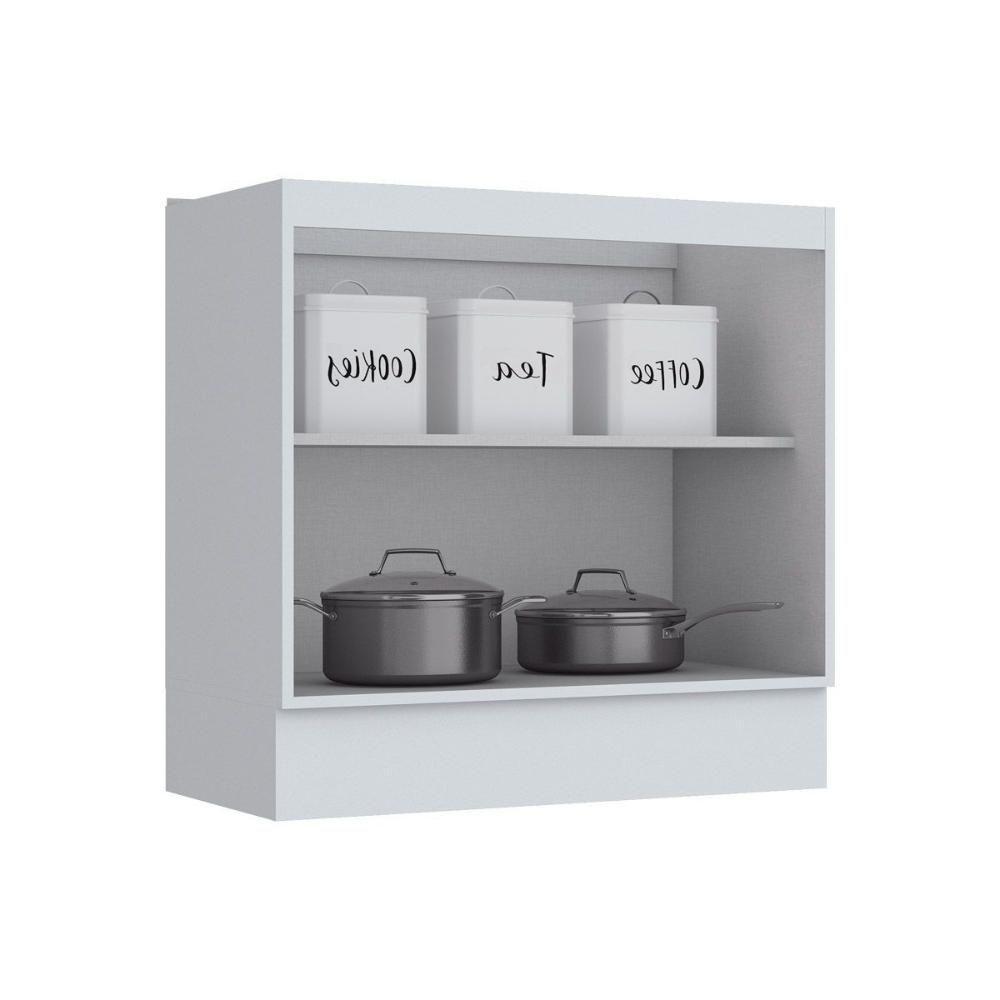Balcão de Cozinha Americana c/ 2 Portas s/ Tampo 80cm Branco - Henn - 6