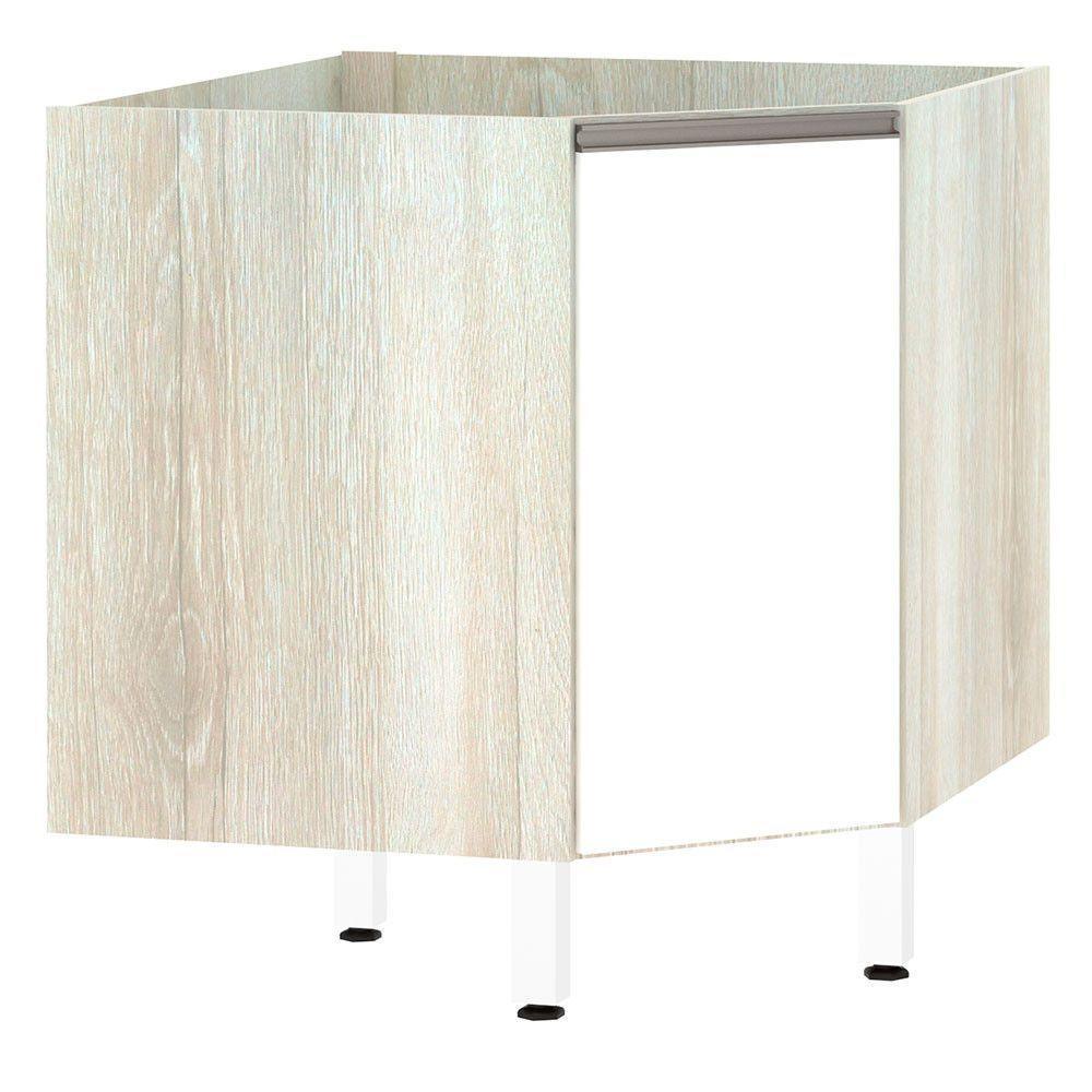 Balcão Sem Tampo Canto Diagonal Luciane Luci Legno Crem e Branco - 1