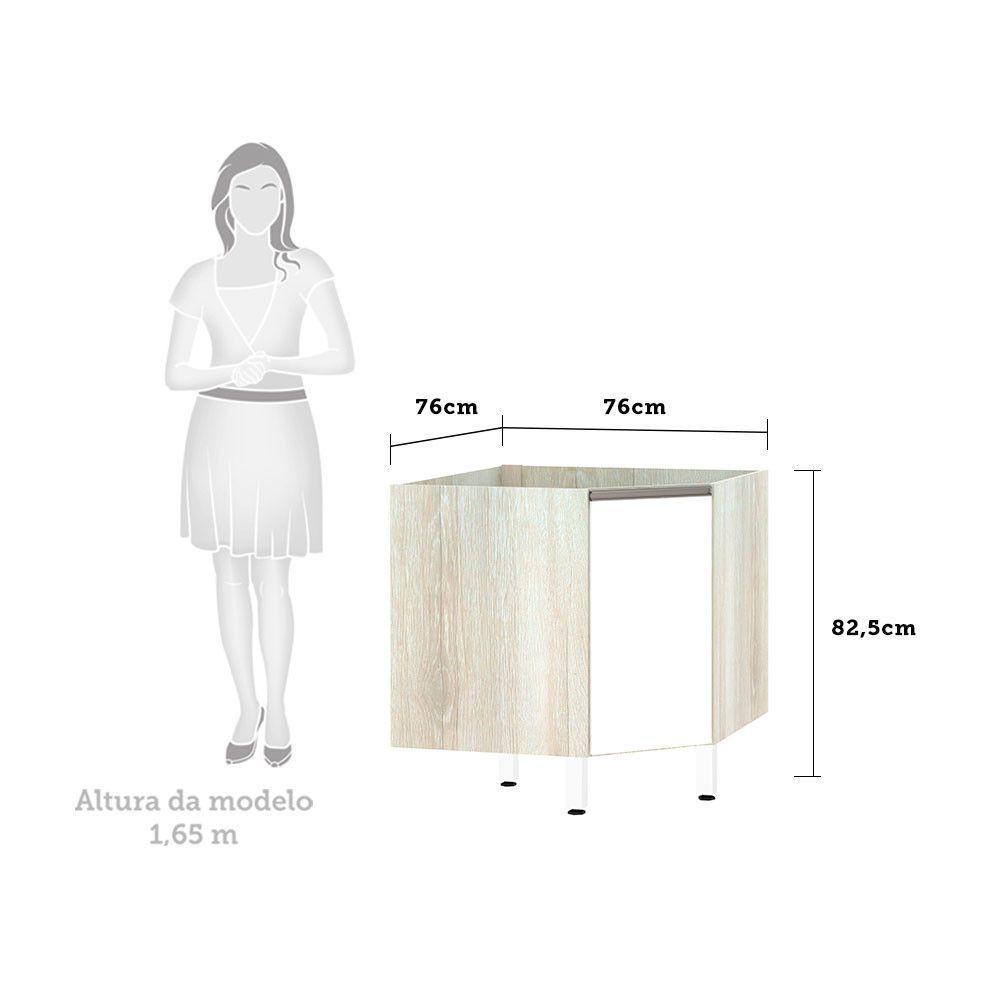 Balcão Sem Tampo Canto Diagonal Luciane Luci Legno Crem e Branco - 2