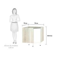 Balcão Sem Tampo Canto Diagonal Luciane Luci Legno Crem e Branco