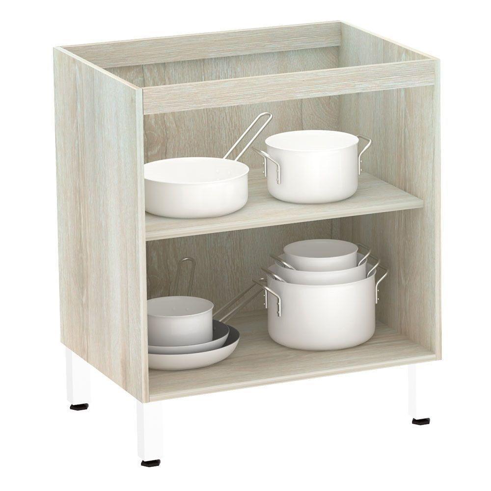 Balcão Sem Tampo 70cm Luci Legno Crem e Concreto - 3