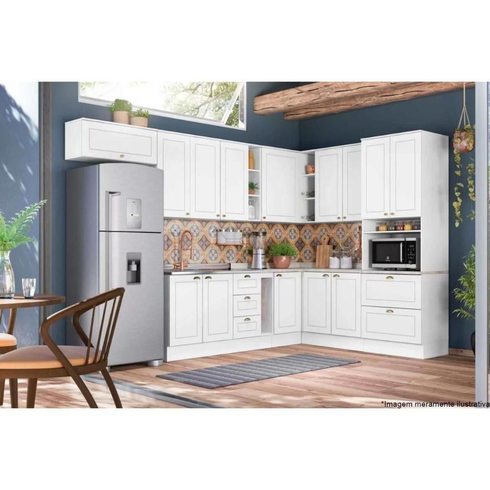 Balcão de Cozinha Modulado  c/ Porta Toalha Americana s/ Tampo Branco - Henn - 2