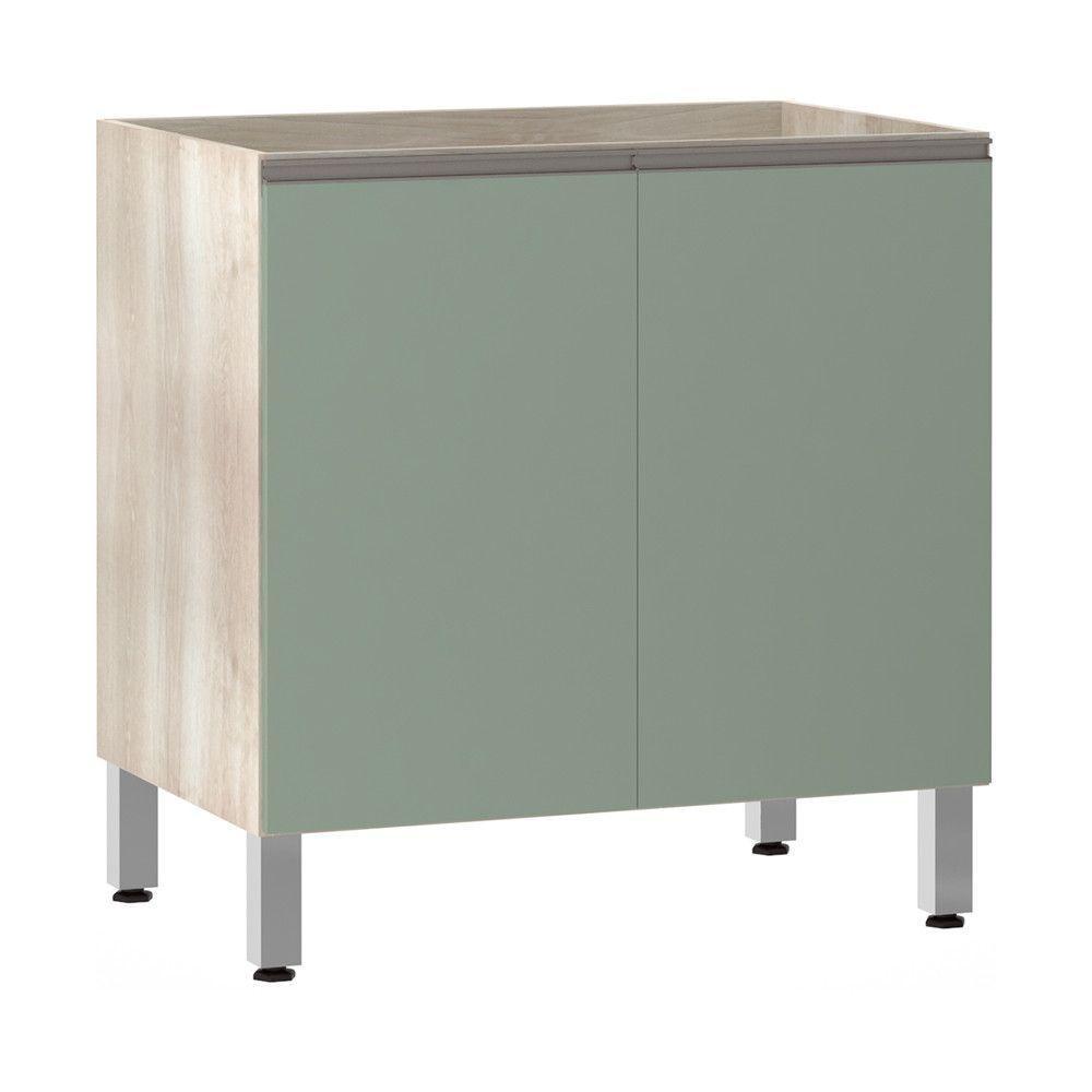 Balcão Sem Tampo 80cm Luci Legno Crem e Verde Jade - 1