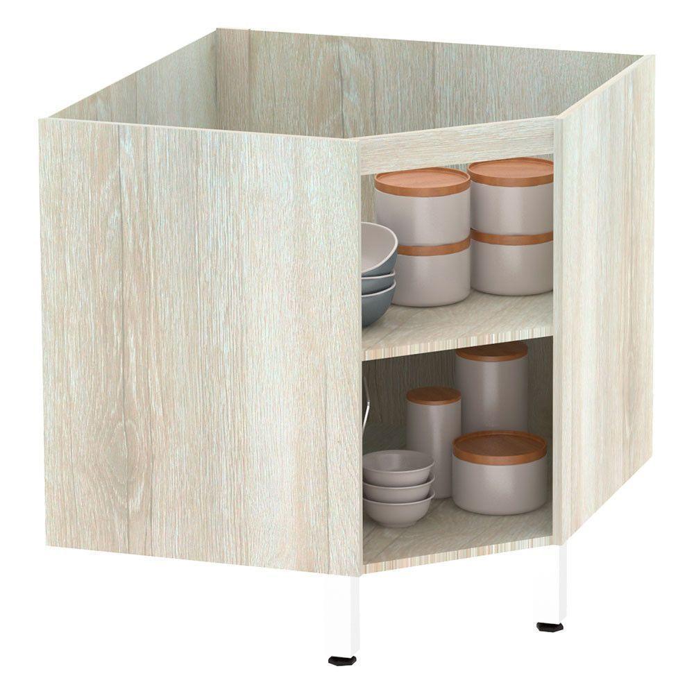 Balcão Sem Tampo Canto Diagonal Luciane Luci Legno Crema Com - 3