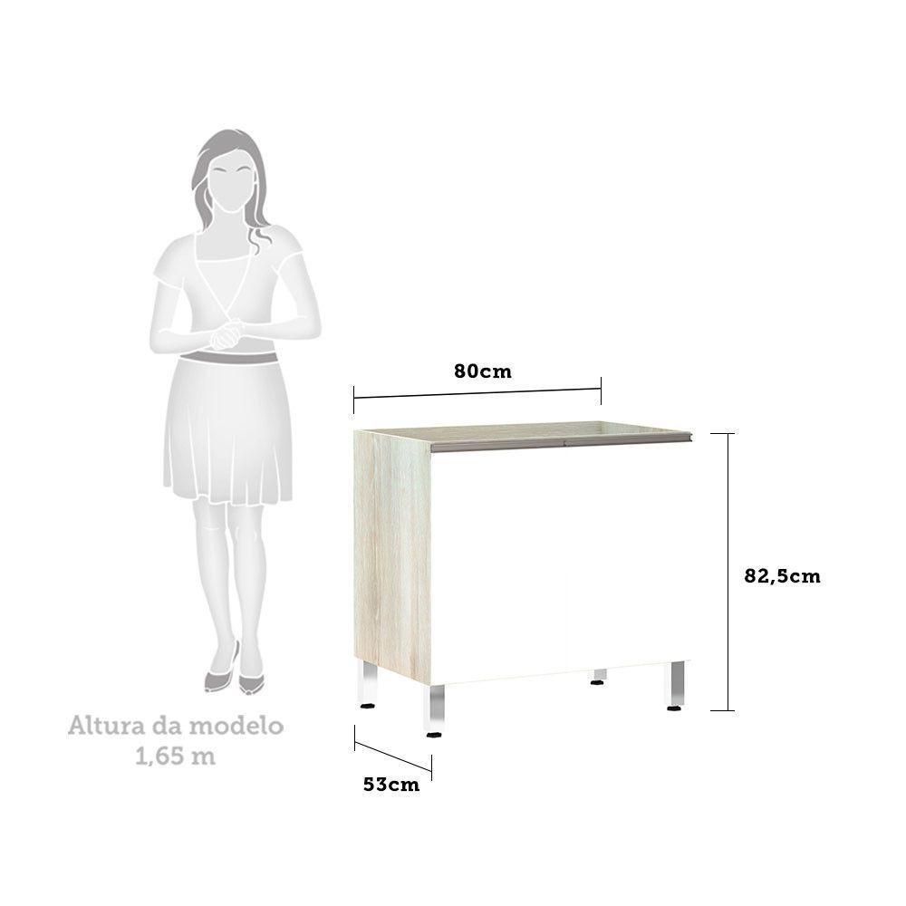 Balcão Sem Tampo 80cm Luci Legno Crem e Branco - 2