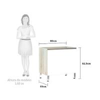 Balcão Sem Tampo 80cm Luci Legno Crem e Branco - 2