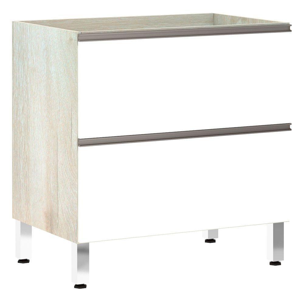 Balcão Sem Tampo 80cm Misto Basculante Luci Legno Crem e Branco - 1