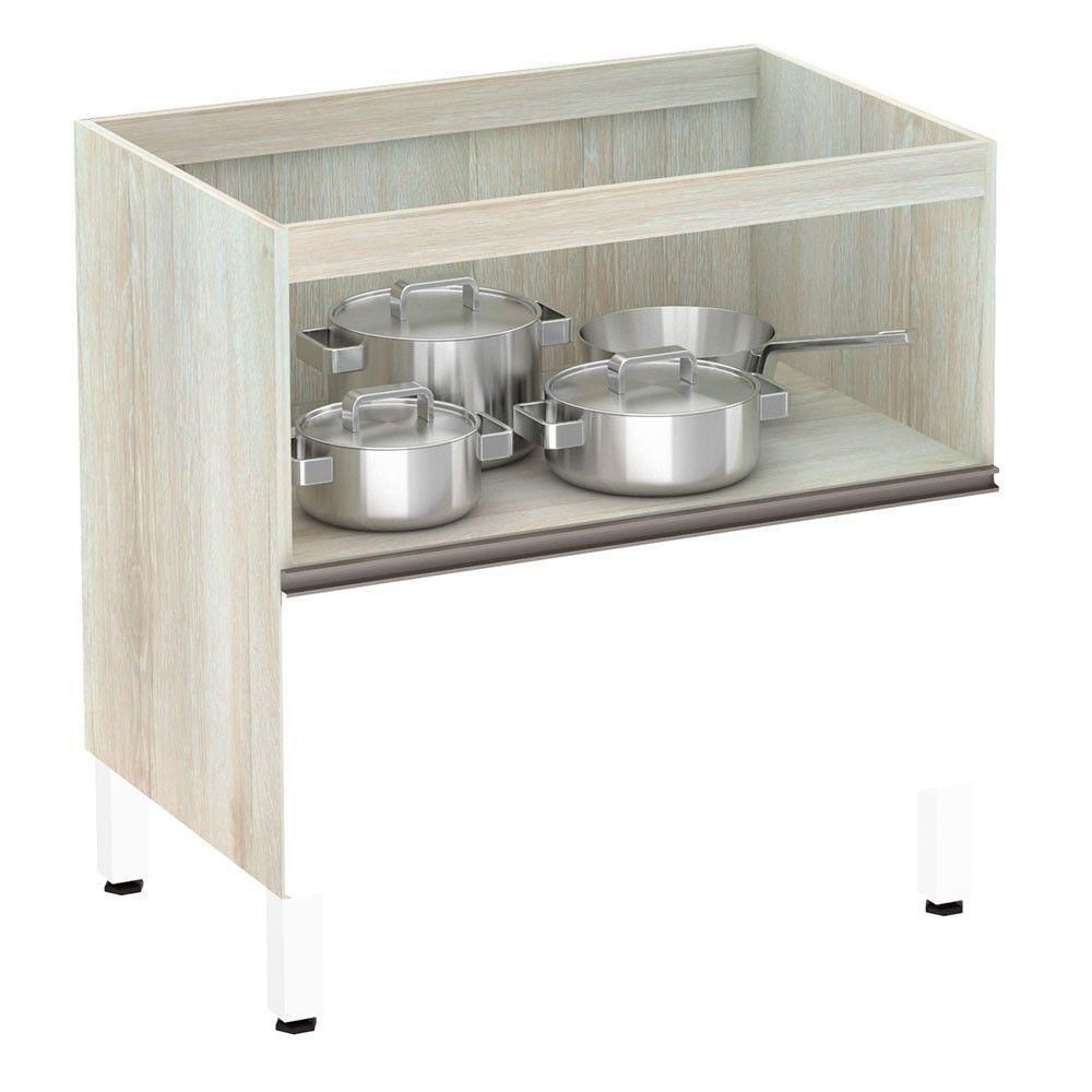 Balcão Sem Tampo 80cm Misto Basculante Luci Legno Crem e Branco - 2