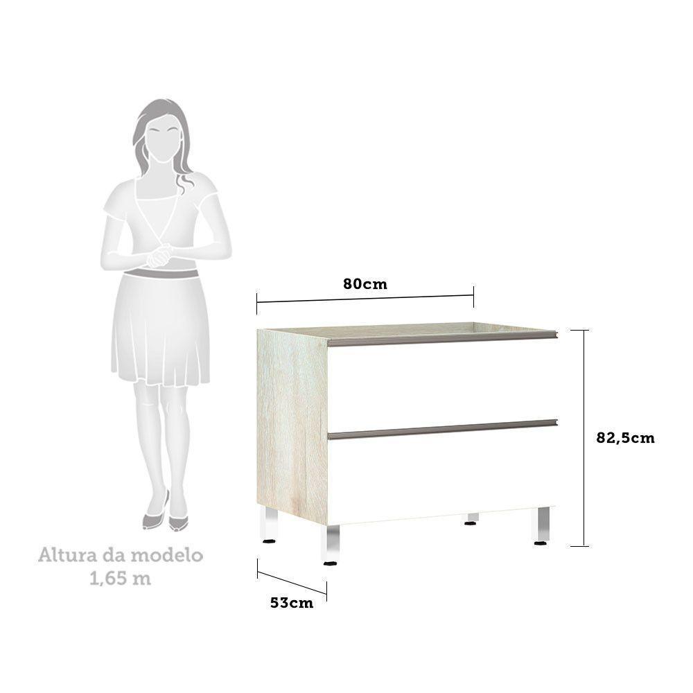 Balcão Sem Tampo 80cm Misto Basculante Luci Legno Crem e Branco - 3