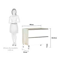 Balcão Sem Tampo 80cm Misto Basculante Luci Legno Crem e Branco - 3