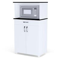 Balcão Microondas Cozinha 2 Portas Carina Branco E Preto - 6