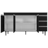 Balcão De Pia Cozinha 3 Portas 150Cm Preto Sem Tampo - 2