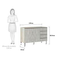 Balcão De Pia Sem Tamp 120cm E Luci Legno Crem e Concreto - 2