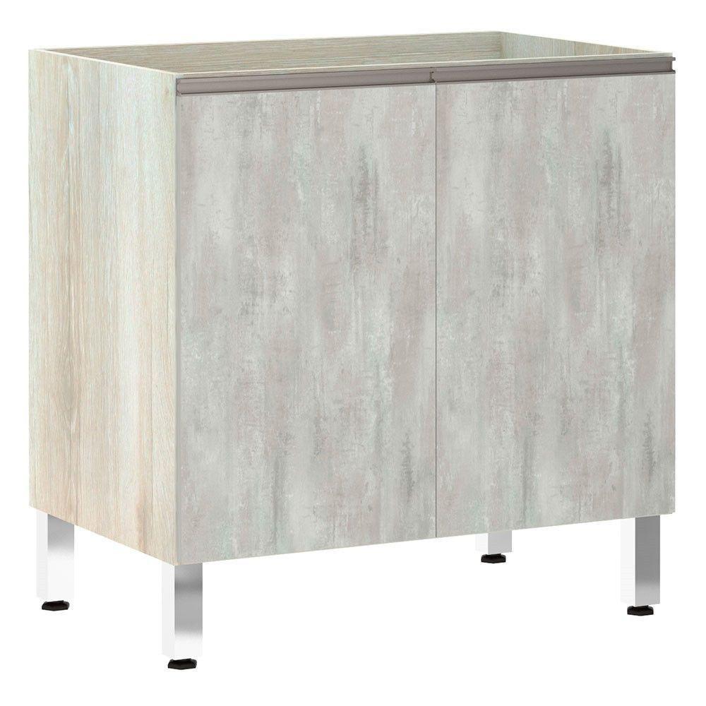 Balcão Sem Tampo 80cm Luci Legno Crem e Concreto - 1