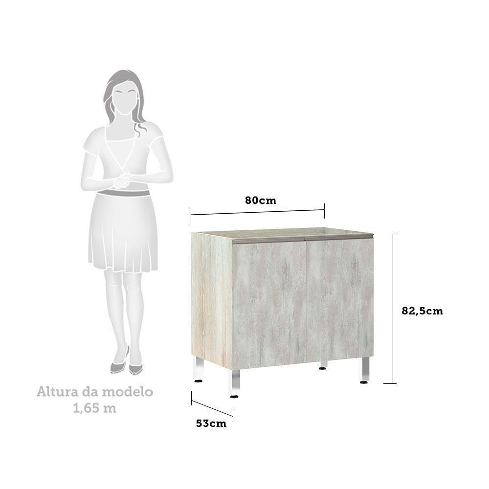 Balcão Sem Tampo 80cm Luci Legno Crem e Concreto - 3