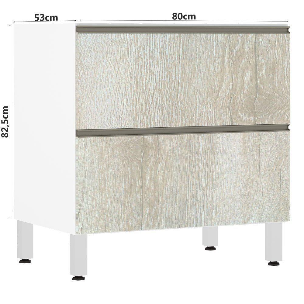 Balcão Sem Tampo 80cm Basculante Branco Com Legno Crema - 2