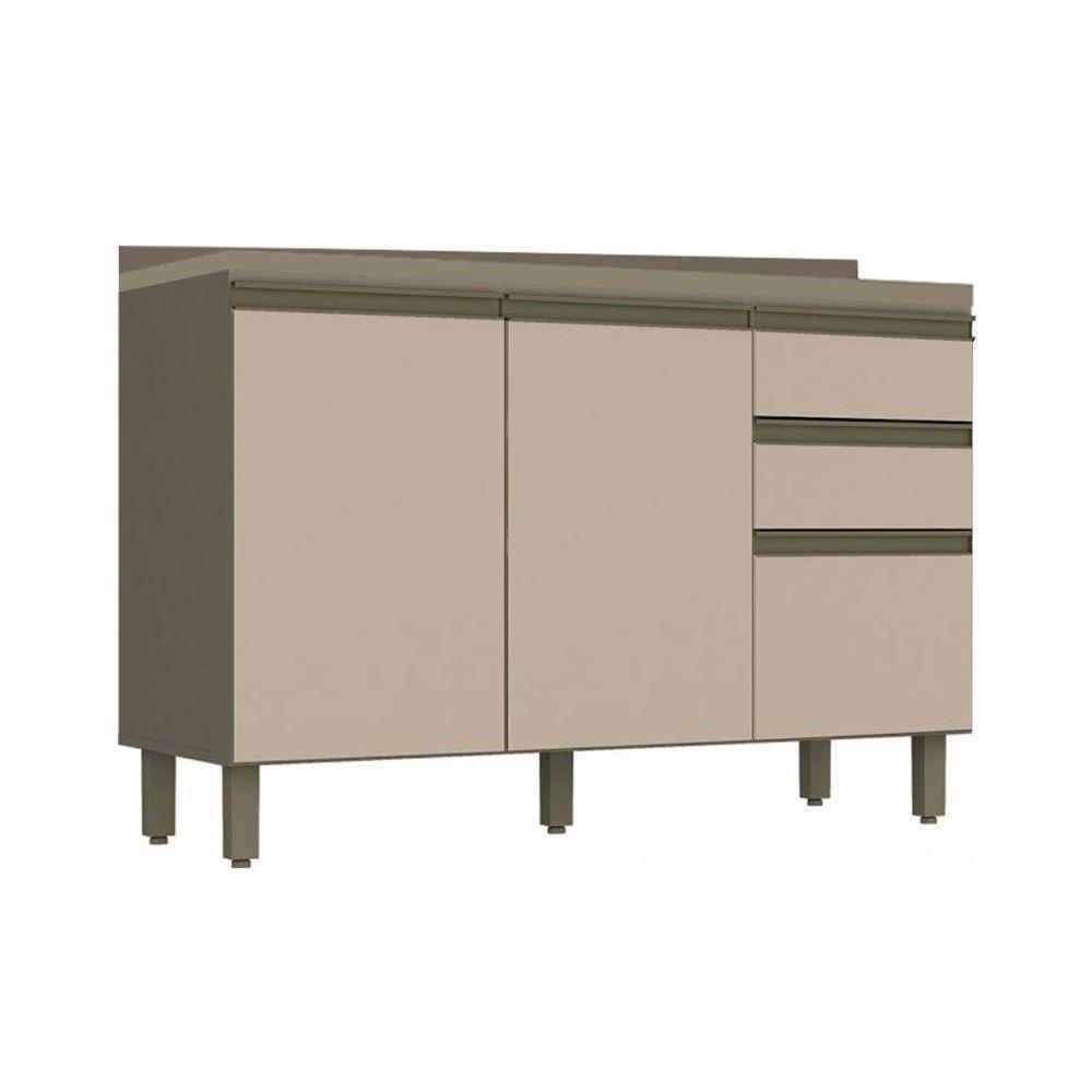 Balcão de Cozinha Connect 3 Portas e 2 Gavetas c/Tampo Duna/Cristal - Henn - 1