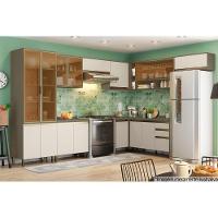 Balcão de Cozinha Connect 3 Portas e 2 Gavetas c/Tampo Duna/Cristal - Henn - 4