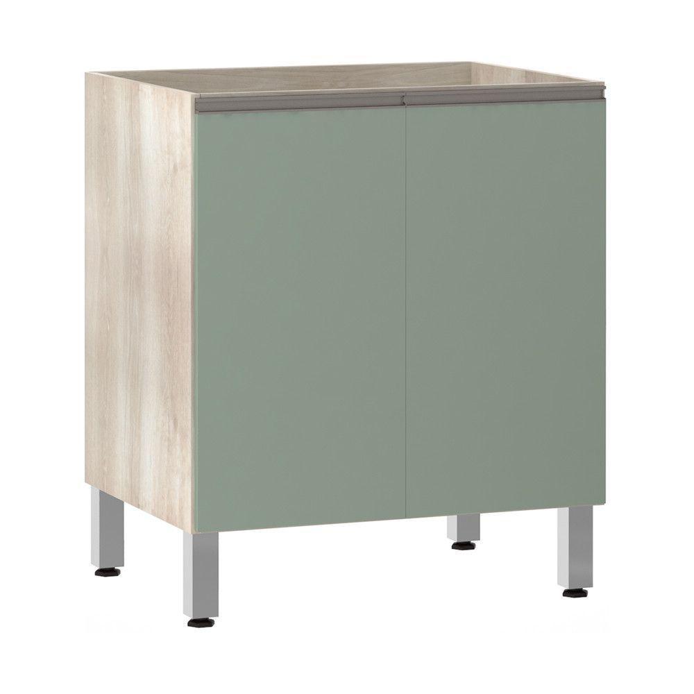 Balcão Sem Tampo 70cm Luci Legno Crem e Verde Jade - 1