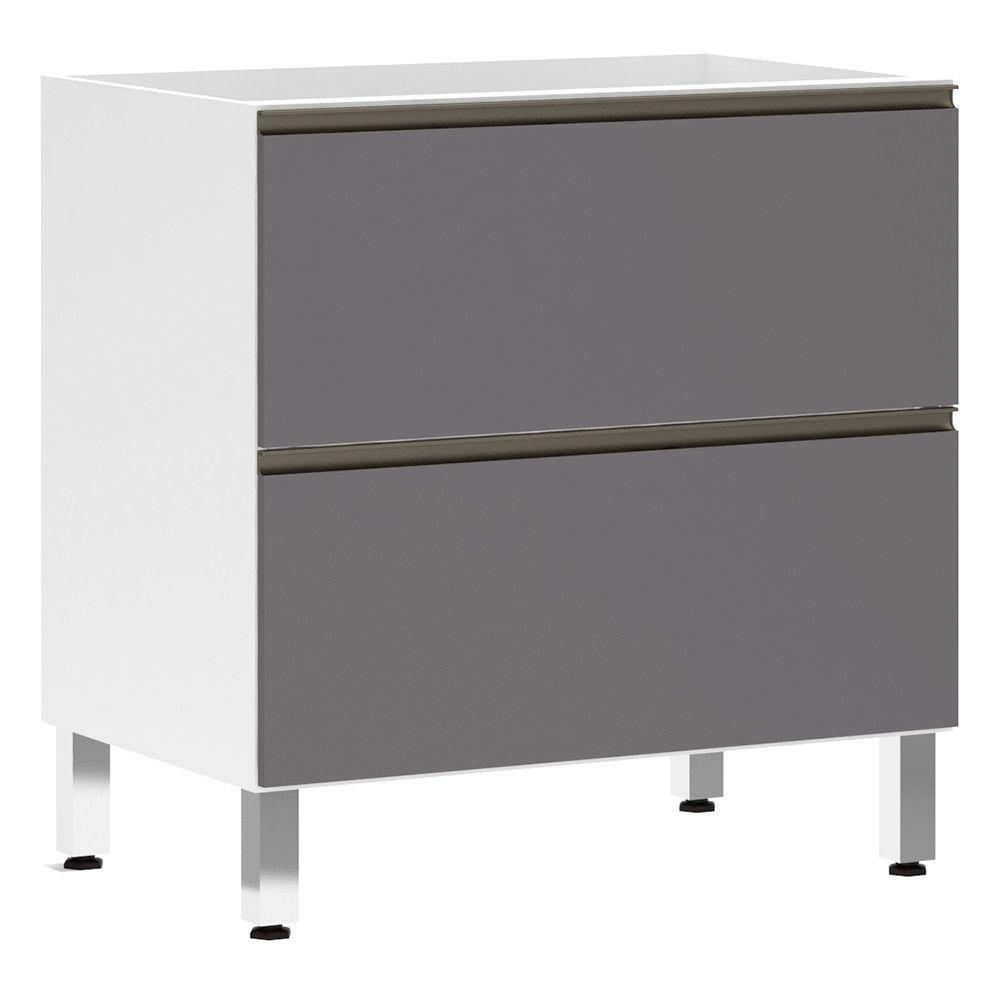 Balcão Sem Tampo 80cm Basculante Branco Com Cinza Puro - 1