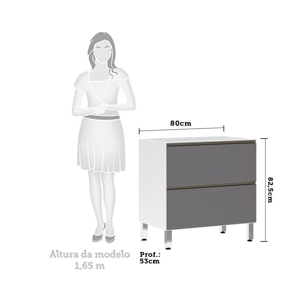 Balcão Sem Tampo 80cm Basculante Branco Com Cinza Puro - 3