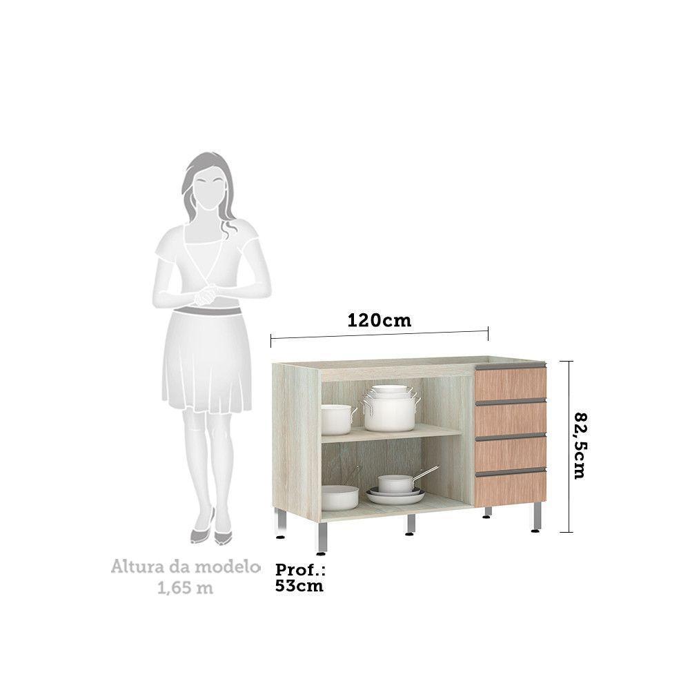 Balcão De Pia Sem Tamp 120cm E Luci Legno Crem e Cumaru - 3