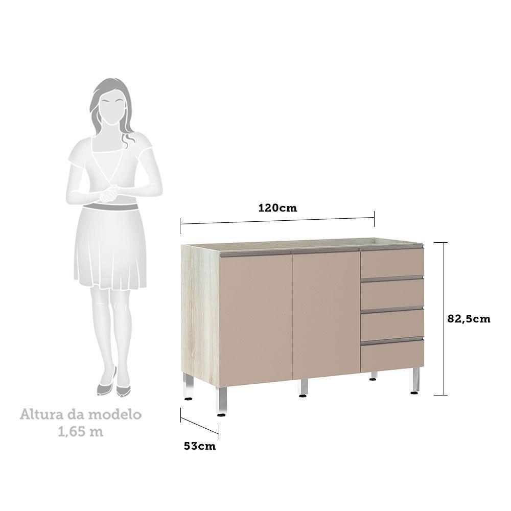 Balcão De Pia Sem Tamp 120cm E Luci Legno Crem e Connect - 2