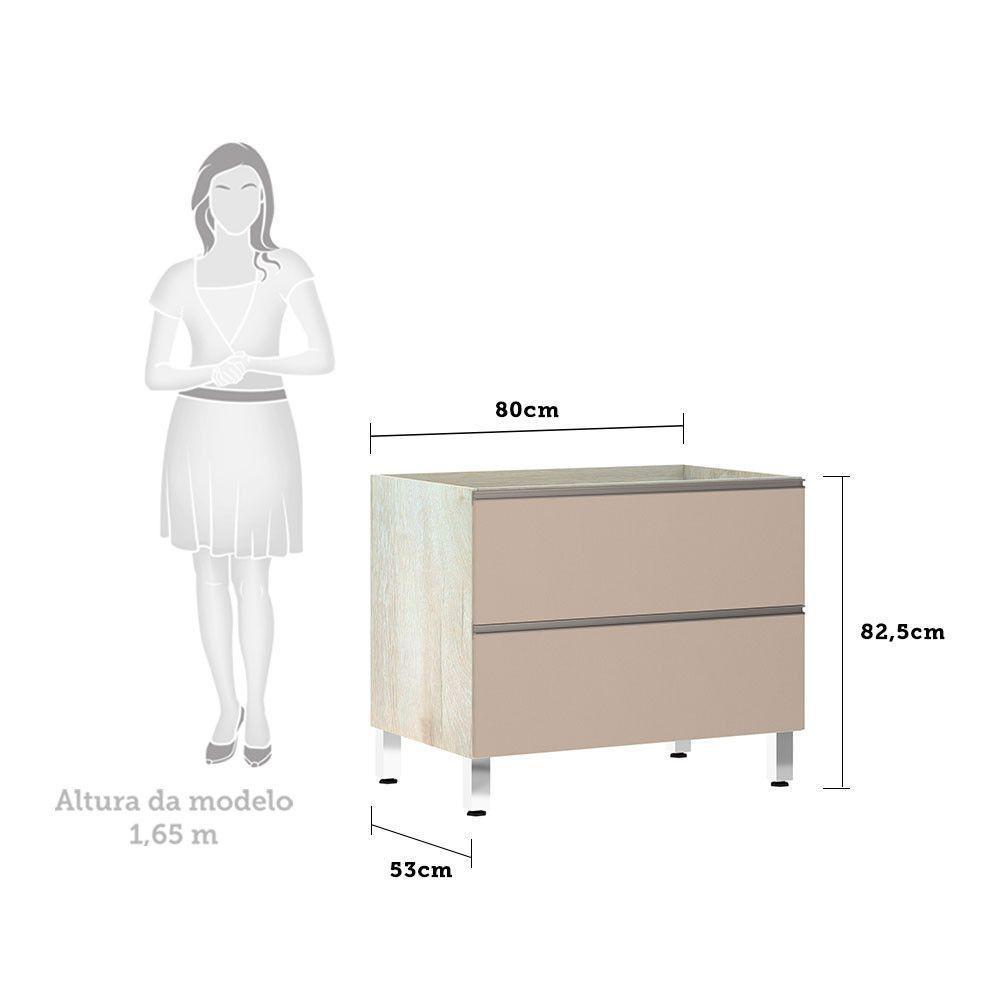Balcão Sem Tampo 80cm Misto Basculante Luci Legno Crem e Connect - 2