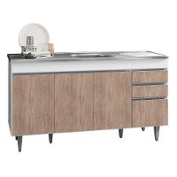 Balcão Gabinete com Pia Inox 150cm 4 Portas 2 Gavetas Branco - 2