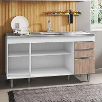 Balcão Gabinete com Pia Inox 150cm 4 Portas 2 Gavetas Branco - 8