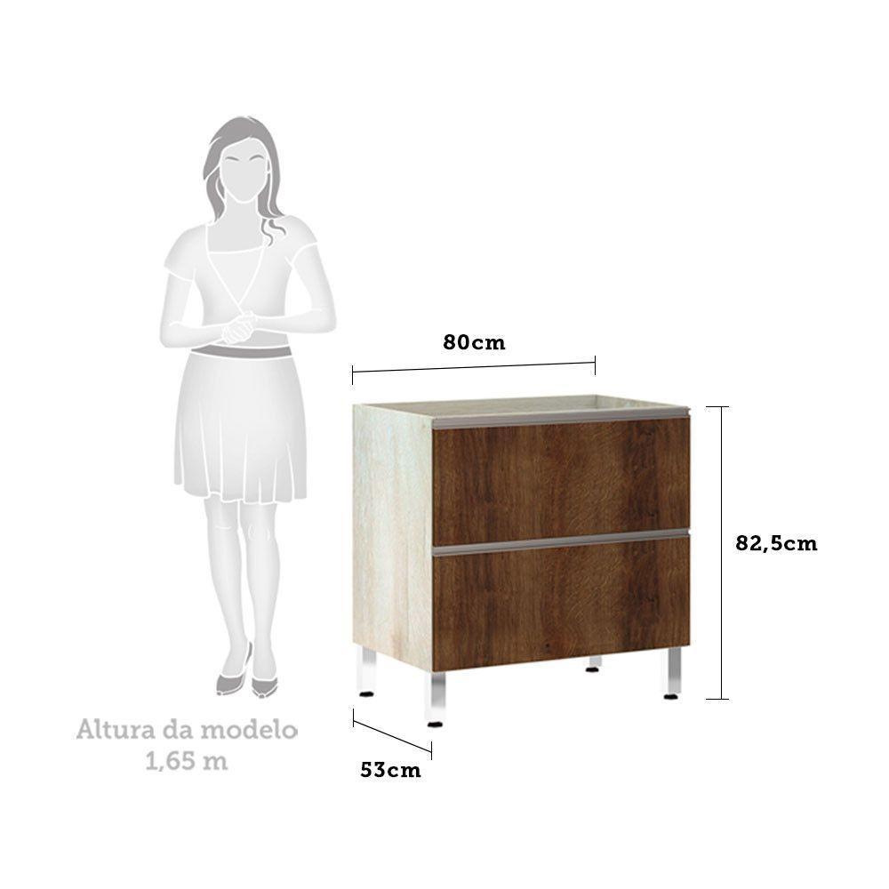 Balcão Sem Tampo 80cm Misto Basculante Luci Legno Crema Com - 2