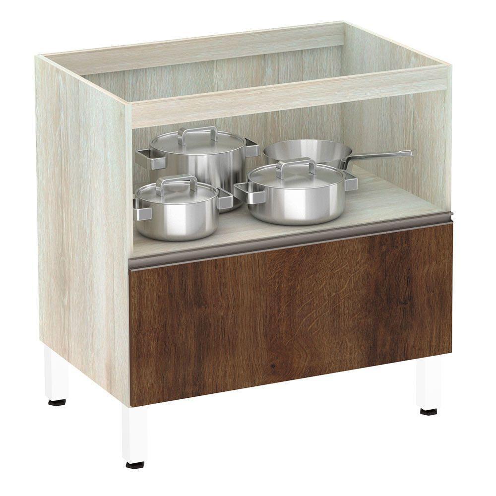 Balcão Sem Tampo 80cm Misto Basculante Luci Legno Crema Com - 3