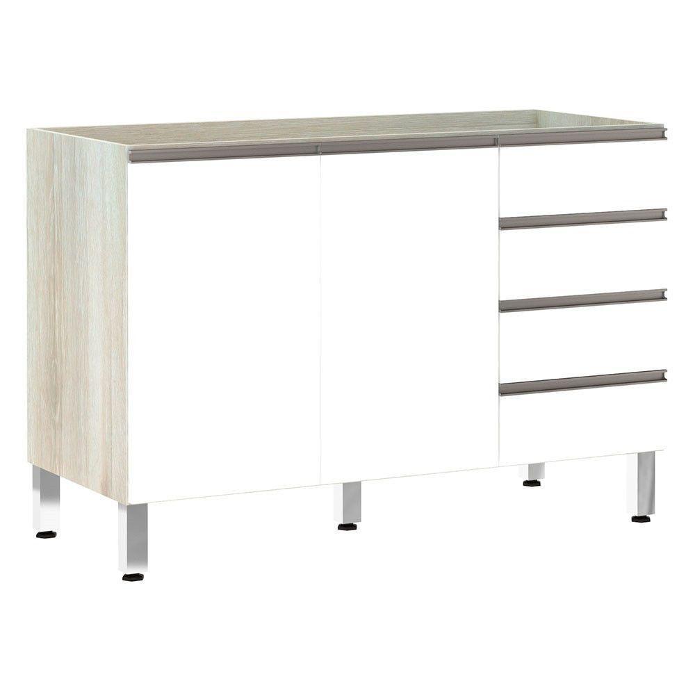 Balcão De Pia Sem Tamp 120cm E Luci Legno Crem e Branco - 1