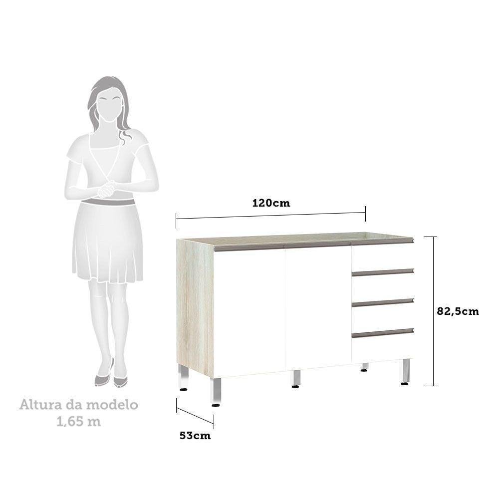 Balcão De Pia Sem Tamp 120cm E Luci Legno Crem e Branco - 2