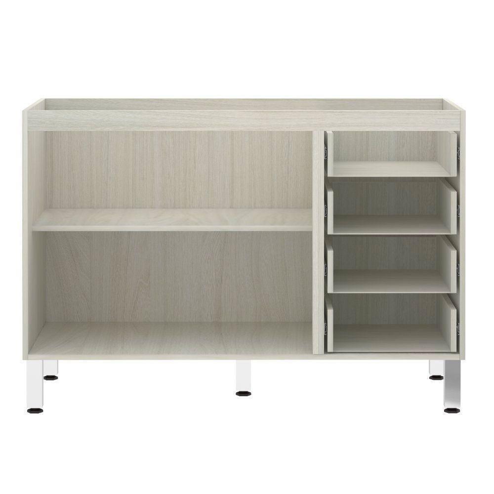 Balcão De Pia Sem Tamp 120cm E Luci Legno Crem e Branco - 3