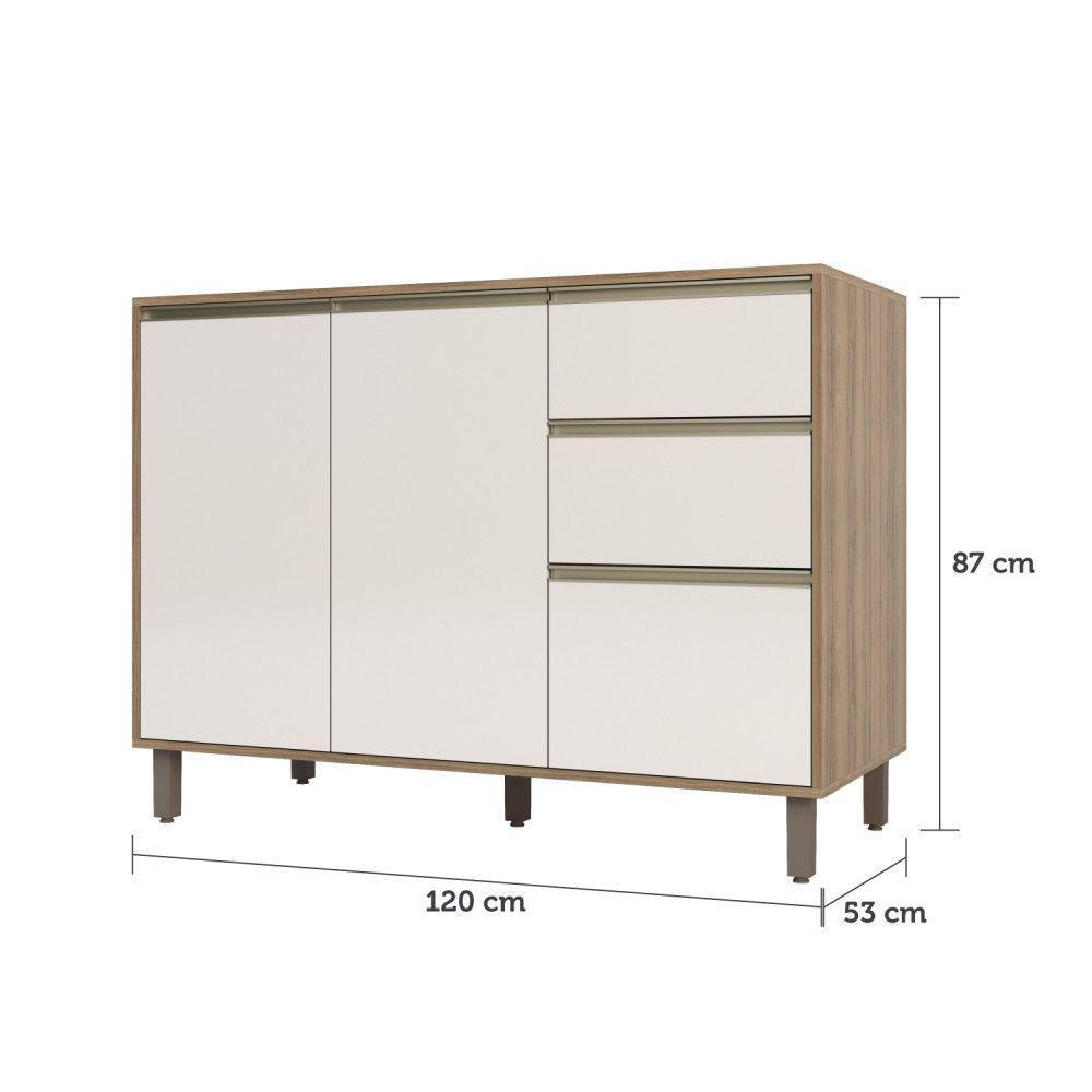 Balcão Para Pia Sem Tampo 120 Cm De Abrir 3 Gavetas Mel Vanill e O - 3