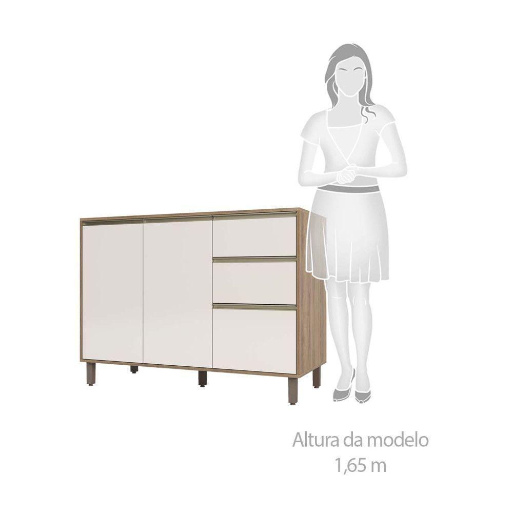 Balcão Para Pia Sem Tampo 120 Cm De Abrir 3 Gavetas Mel Vanill e O - 4