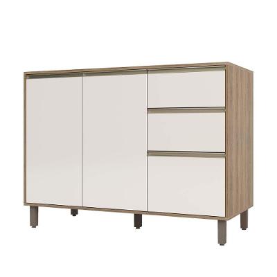 Balcão Para Pia Sem Tampo 120 Cm De Abrir 3 Gavetas Mel Vanill e O