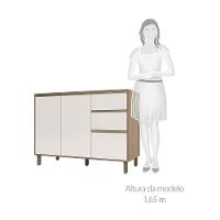 Balcão Para Pia Sem Tampo 120 Cm De Abrir 3 Gavetas Mel Vanill e O