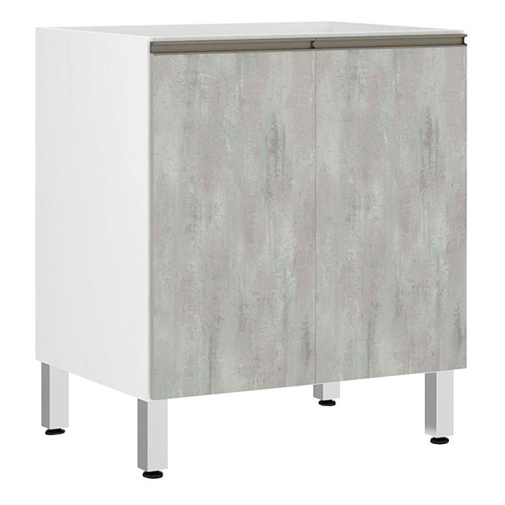 Balcão Sem Tampo 80cm Branco Com Concreto - 1