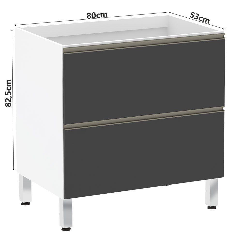 Balcão Sem Tampo 80cm Basculante Branco Com Preto Txt - 2