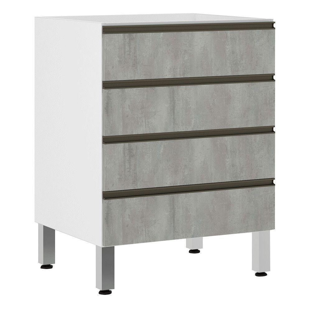 Balcão Sem Tampo 60cm Branco Com Concreto - 1