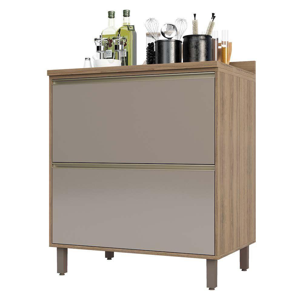 Balcão e Tampo 80 Cm 2 Gavetões Mel Vanill e Gra - 1