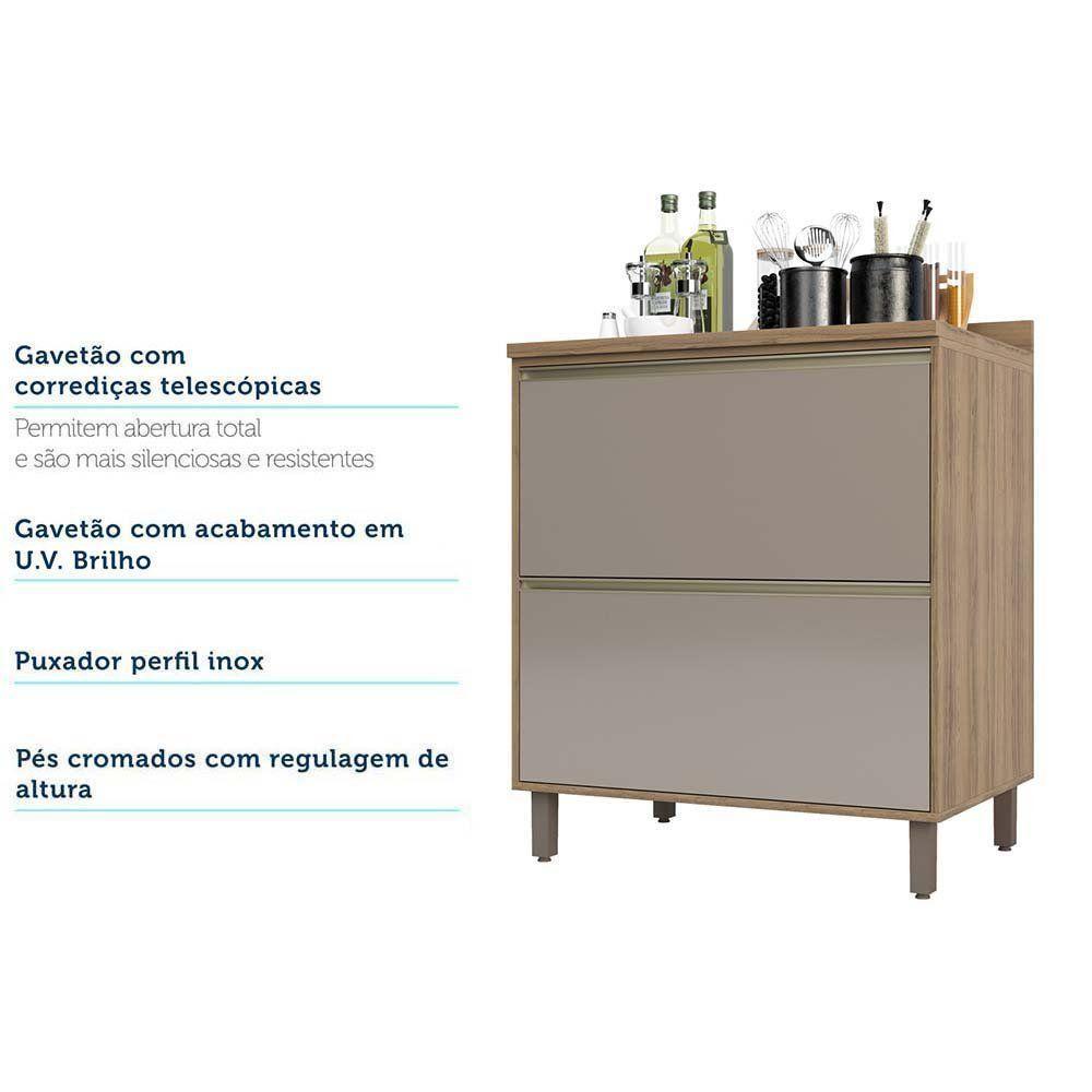 Balcão e Tampo 80 Cm 2 Gavetões Mel Vanill e Gra - 2
