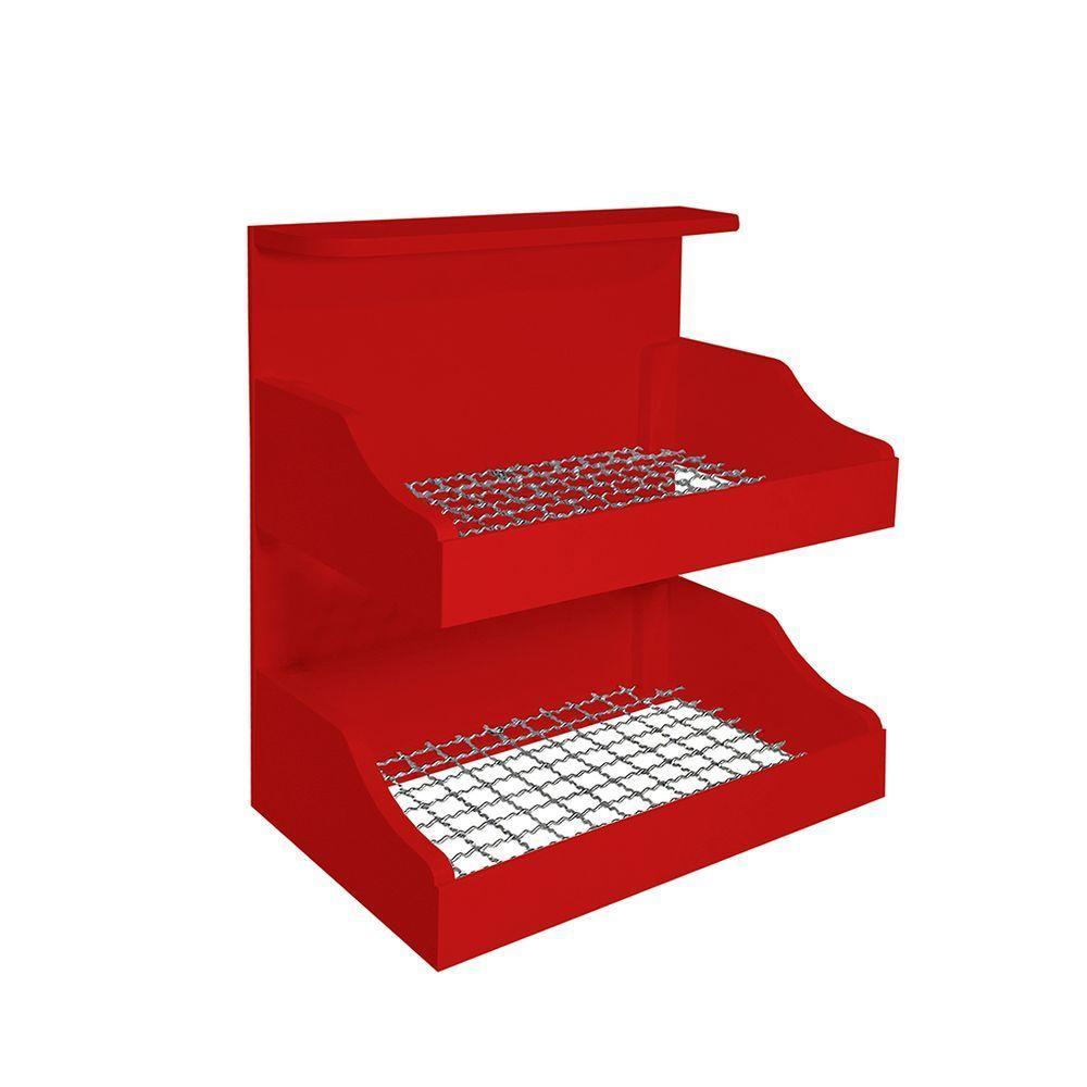 Fruteira Suspensa De Parede Com Painel Porta Legumes Cozinha Em Madeira Vermelho Laca - 2