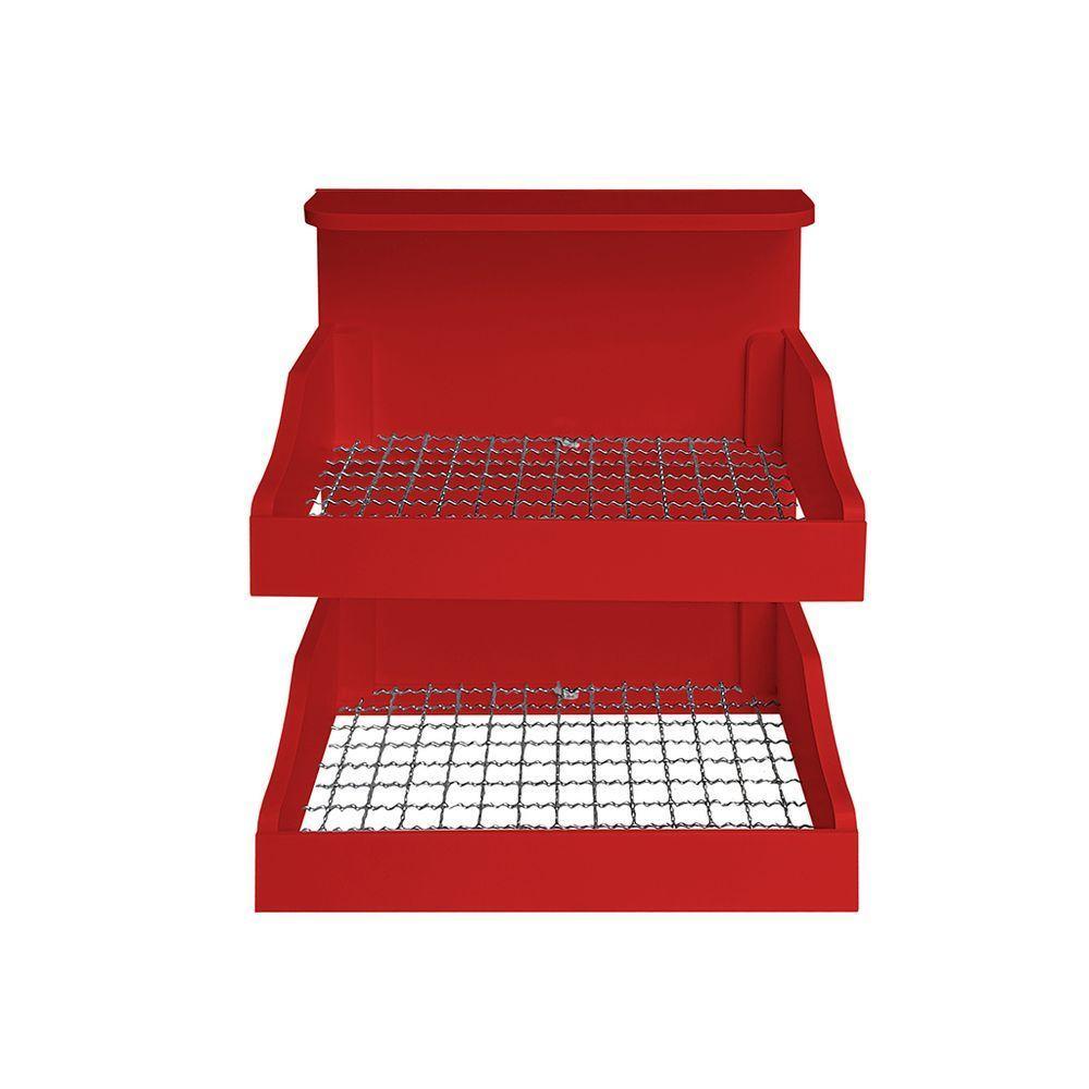 Fruteira Suspensa De Parede Com Painel Porta Legumes Cozinha Em Madeira Vermelho Laca - 3