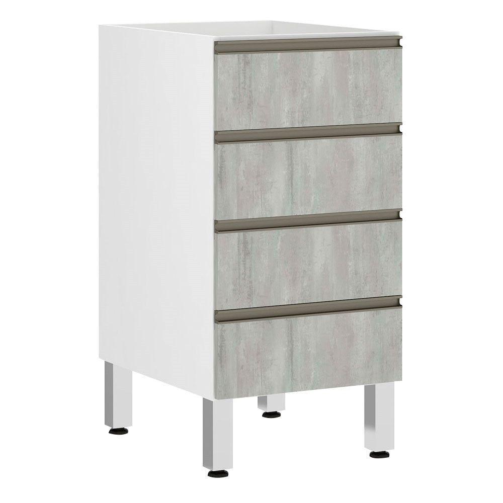 Balcão Sem Tampo 40cm Branco Com Concreto - 1