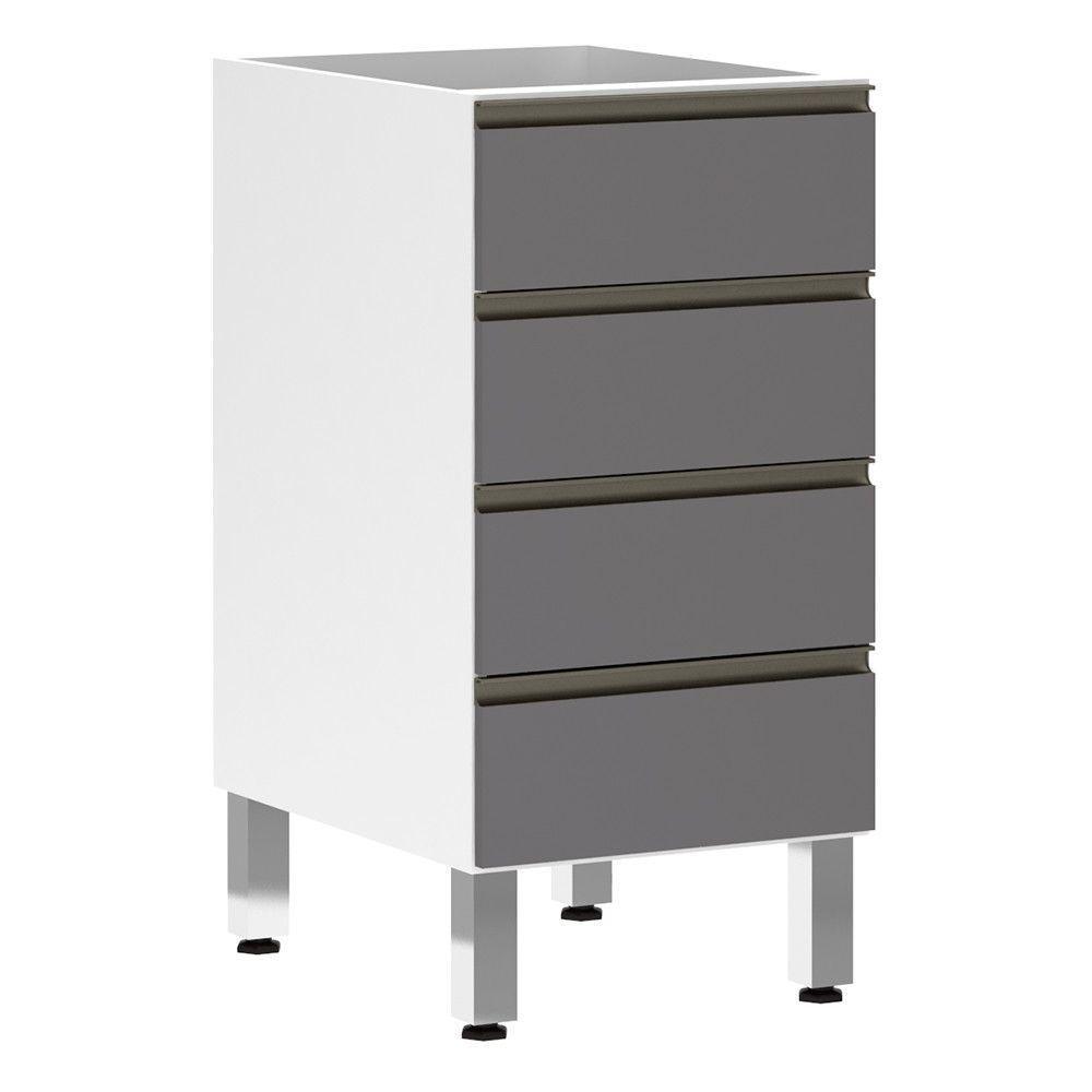 Balcão Sem Tampo 40cm Branco Com Cinza Puro - 1