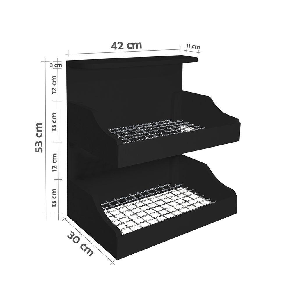 Fruteira Suspensa De Parede Com Painel Porta Legumes Cozinha Em Madeira Preto Laca - 4