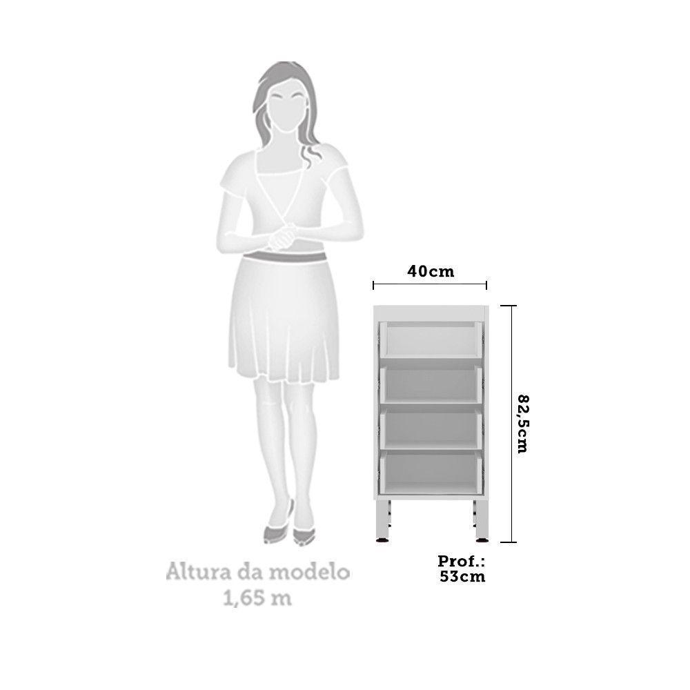 Balcão Sem Tampo 40cm Branco Com Preto Txt - 6